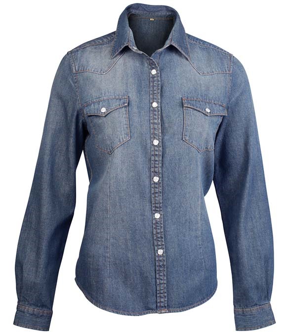 Kariban Ladies Long Sleeve Denim Shirt